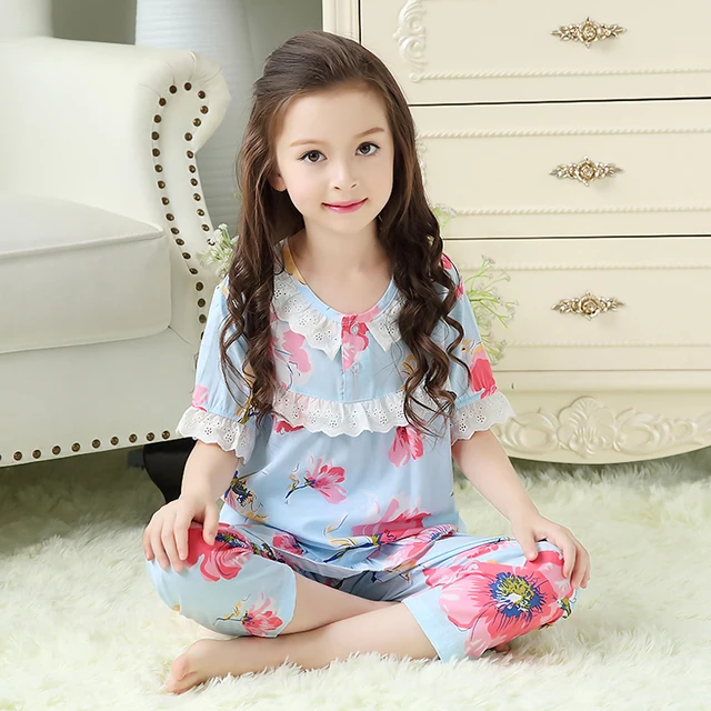 Kids Summer Sleepwear Baby Girls Summer Pajamas Set 100 Cotton Pijamas Infantil Babe Pyjamas