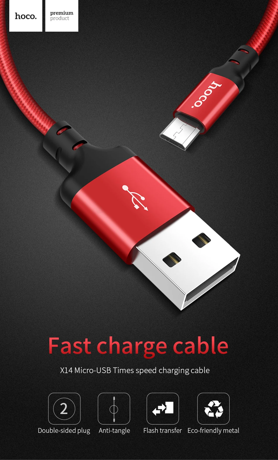 HOCO Micro USB кабель 1 м 5V2A быстрое зарядное устройство USB кабель для передачи данных для samsung Xiaomi huawei мобильный телефон Android кабели