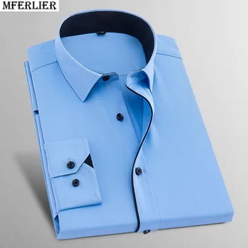 

men shirt long sleeve larger size big 8XL 10XL 7XL cotton autumn black shirts business office 14XL formal loose 42 44 48 blouse