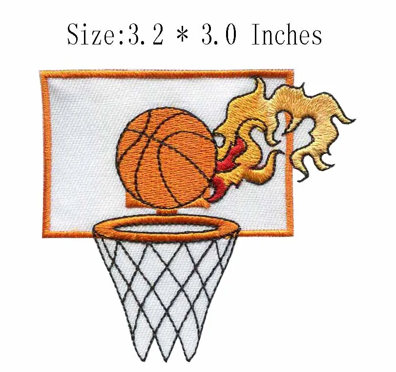Orange rim embroidery patch 3.2" wide /basketball patch /shirt patch