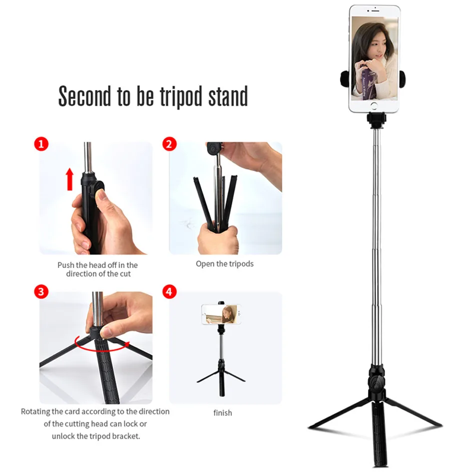 Bluetooth Selfie Stick Tripod Portable Wireless Control Monopod Handheld Selfie Stick For iPhone 11 7 Samsung Xiaomi Selfiestick