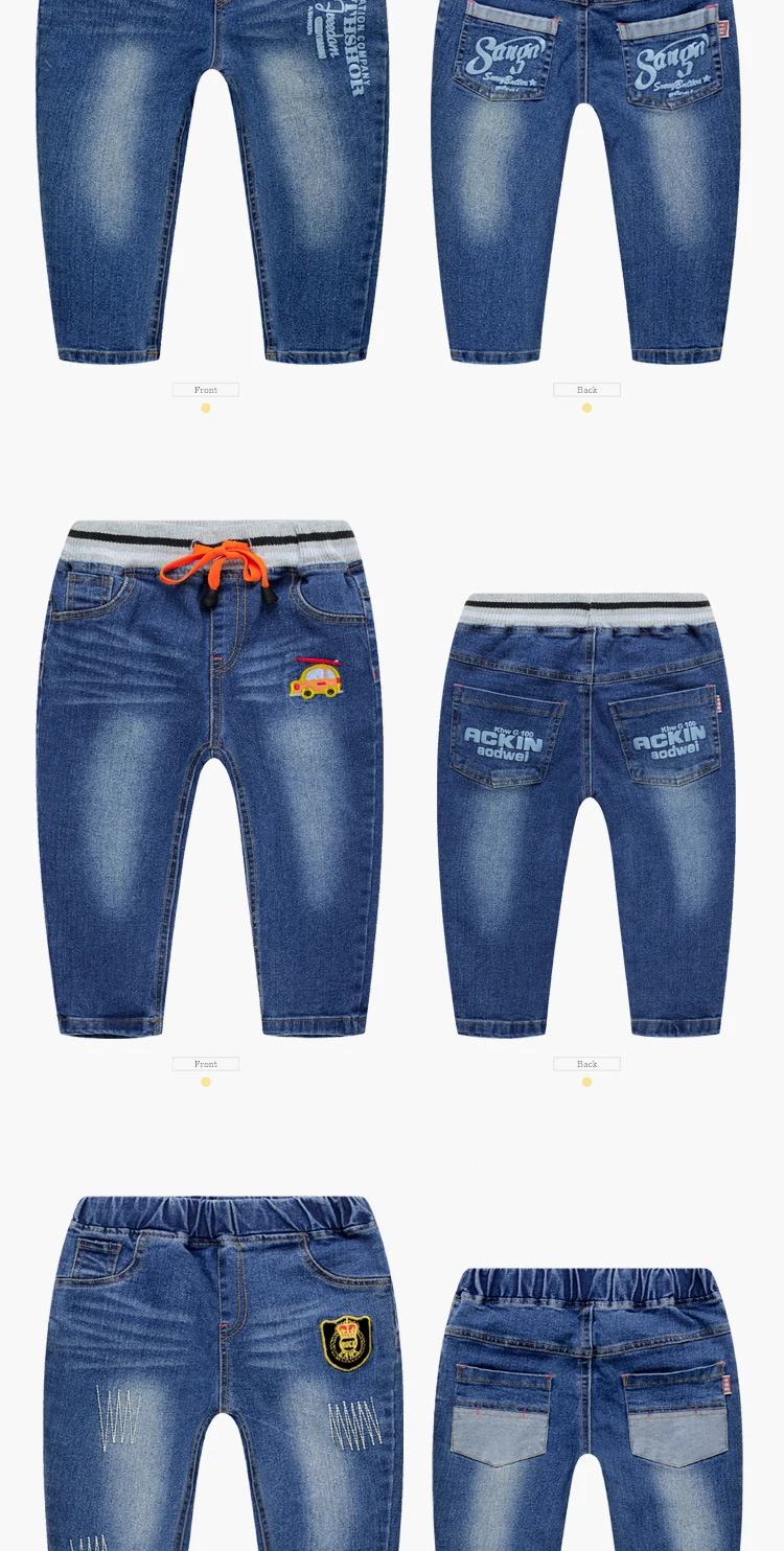 Leisure style Kids Baby boy Girls pants clothing Spongy or jeans 1 Crown 2 Car 3 Letter 4 Jeep Pattern Soft denim trousers  (3)