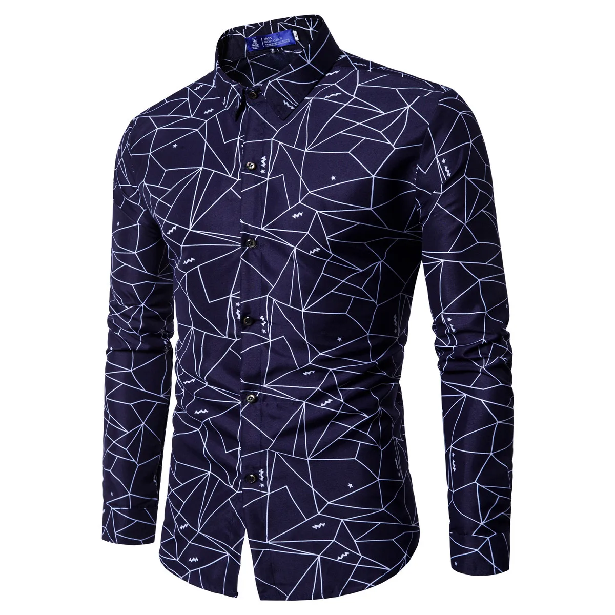 Achat Marque de Nouveaux Hommes D impression à manches longues Chemises De Mode Jeunes Sauvage Slim Basant les Chemises Pour Hommes 2018 Printemps d été