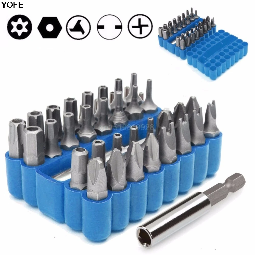 33Pcs Security Tamper Proof Torx Bit Spanner Screwdriver+Star Hex