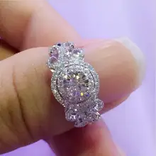 Виктория Вик Новая мода цветочные украшения 2ct AAAAA Циркон CZ обручальное кольца для женщин стерлингового серебра 925 женский кольцо