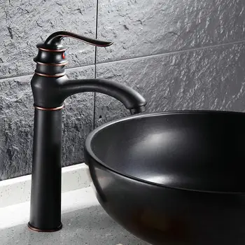 

Free Shipping black finish brass Hot and Cold Water tap Single Lever Bathroom Sink Faucet Black Brass Basin Mixer Taps 16125