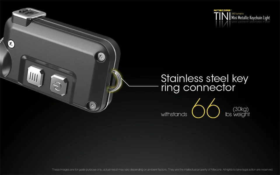 Новый Nitecore Тини 380 люмен Micro-USB зарядки мини металлический брелок фонарик