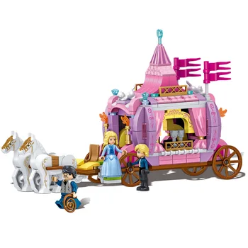 

Cinderella Princess Royal Carriage Building Blocks Princess Figures Friends Blocks Bricks Model Toys Girls Gift