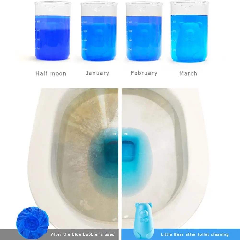 Милый медведь синие пузыри, для унитаза очиститель автоматический смывной дезодорант Туалет помощник жидкого моющего средства инструменты для уборки ванной комнаты 20E