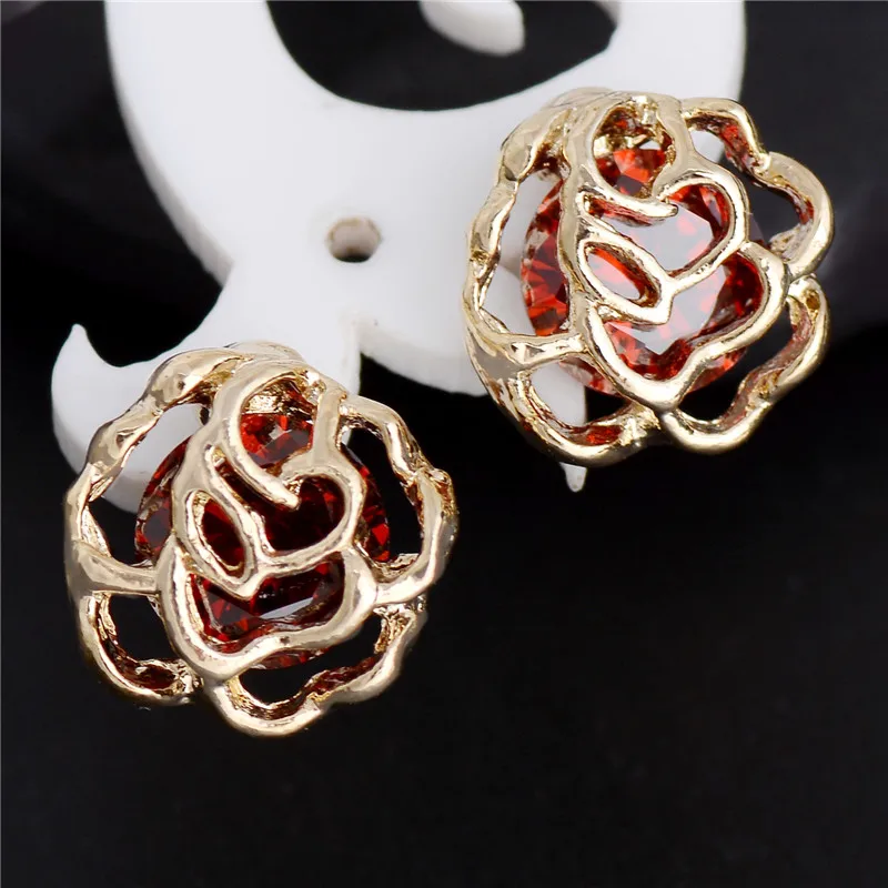 

MISANANRYNE Nice Shipping Wholesale Trendy Women/Girl's Gold Color CZ Stud Earrings Jewelry Gift