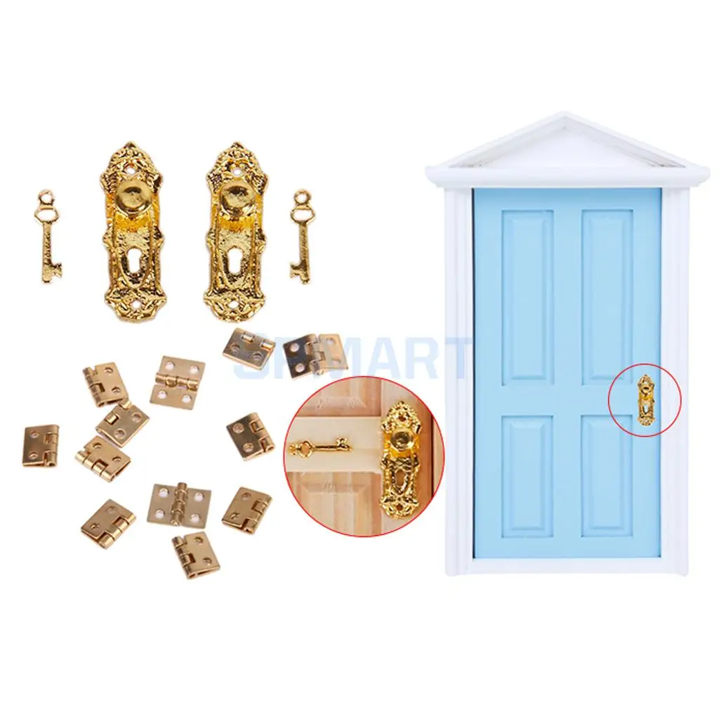 

SPMART Miniature Vintage Door Lock with Keys And Hinge for 1/12 Dollhouse Furniture