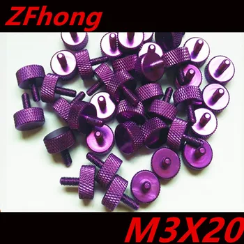 

10PCS Purple Colour M3*20 aluminum knurled Thumb hand tighten screw