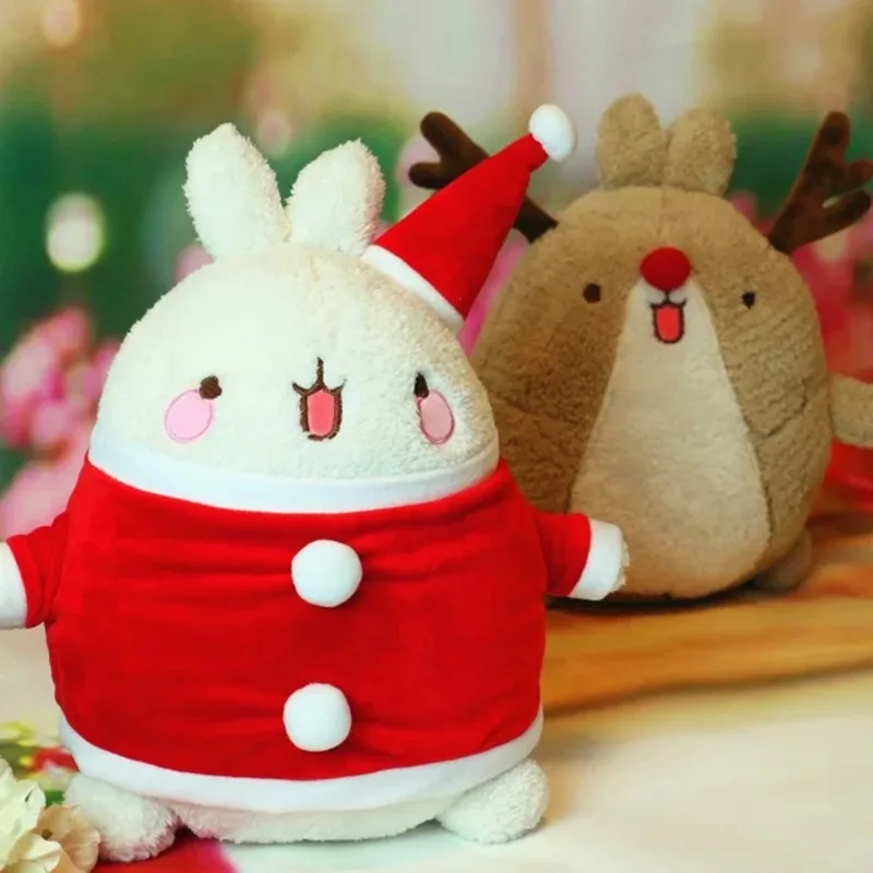 

Christmas Gift 1Pc 33Cm Lovely Potato molang dress Plush Rabbit Cosplay Deer Soft Stuffed Animal Dolls Home Pillow Cushion