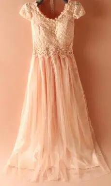 Винтажное Элегантное Длинное платье в пол с бусинами и короткими рукавами, Vestidos De Festa, милое кружевное Макси-платье принцессы, v-образный вырез - Цвет: Champagne