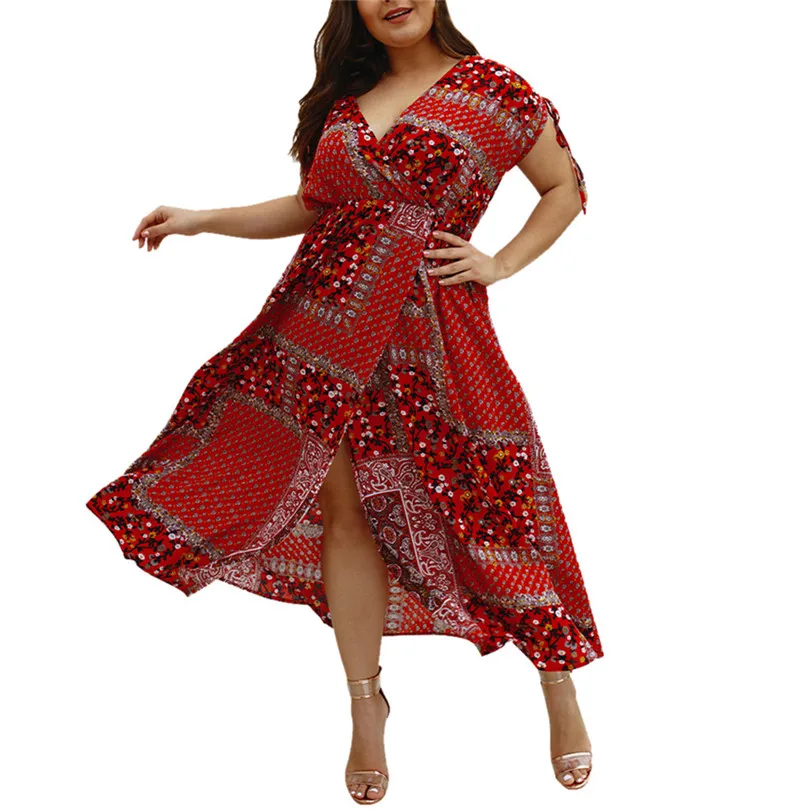 Women Summer Vintage vestidos Dress Sexy Women Flower Beach Party Short Sleeve V-Neck Floral Print Mini dress#4M21 (11)