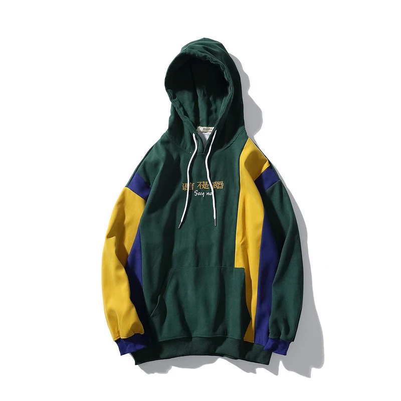 

cotton color matching hoodies casual hip hop hooded sweatshirts men autumn winter 2019 harajuku loose couple wear streetwear