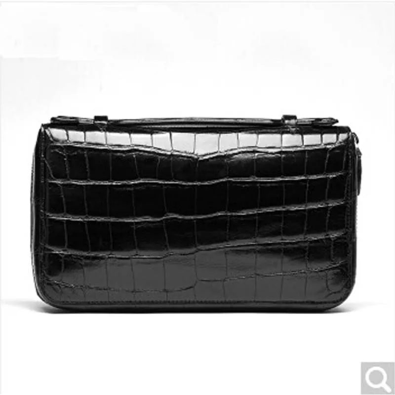 Lwq Crocodile leather wallet large leather zipper genuine luxury big-capacity business hand bags man bag hand grab bag