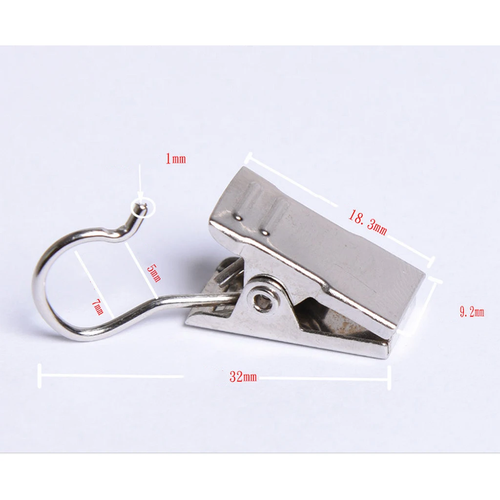 MagiDeal 30-Pack Window Curtain Clips with Hook/Drapery Clips Hanging Hook Hanger Silver 32mm