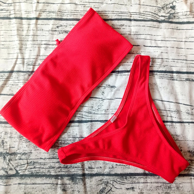 

2019 Solid Bikini Swimsuit Women Bikini Set Sexy Off Shoulder Swimwear Female Swimming Bathing Suit Women