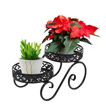 

Simple Wrought Iron Flower Stand High And Low Succulent Plant Pot Rack Living Room Balcony Floor Plant Stand