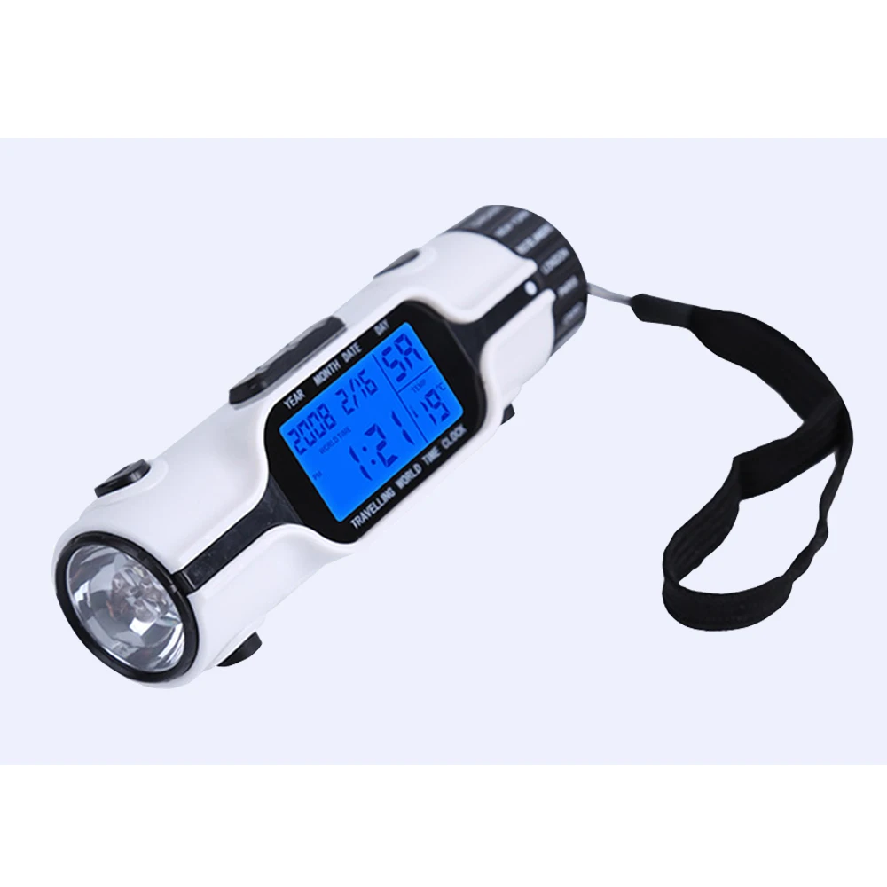 Travel Alarm Clock Flashlight Digital Clock LCD Display Backlight Screen LED Desk Snooze Clocks Thermometer Calendar Home Decor