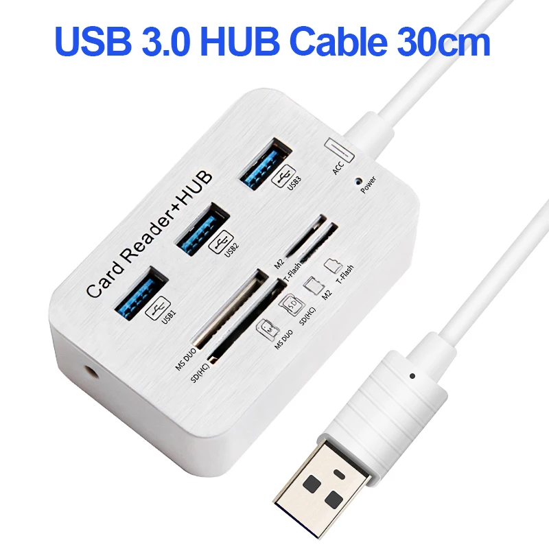 Usb-хаб 3,0 Тип C концентратор USB 3,0 разветвитель 3 порта Мульти USB C Hab USB-C концентратор 2,0 несколько SD/TF скорость считывания карт для портативных ПК - Цвет: USB 3.0 cable 30cm