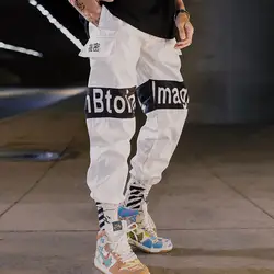 Мужские брюки карго 2019 новые весенне-осенние штаны в стиле хип-хоп с буквенным принтом и карманами, мужские брюки до щиколотки, черные