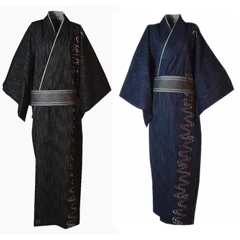 

Men Yukata Kimono Pajamas Robe Cotton Bathrobe Embroidery Japanese Style New