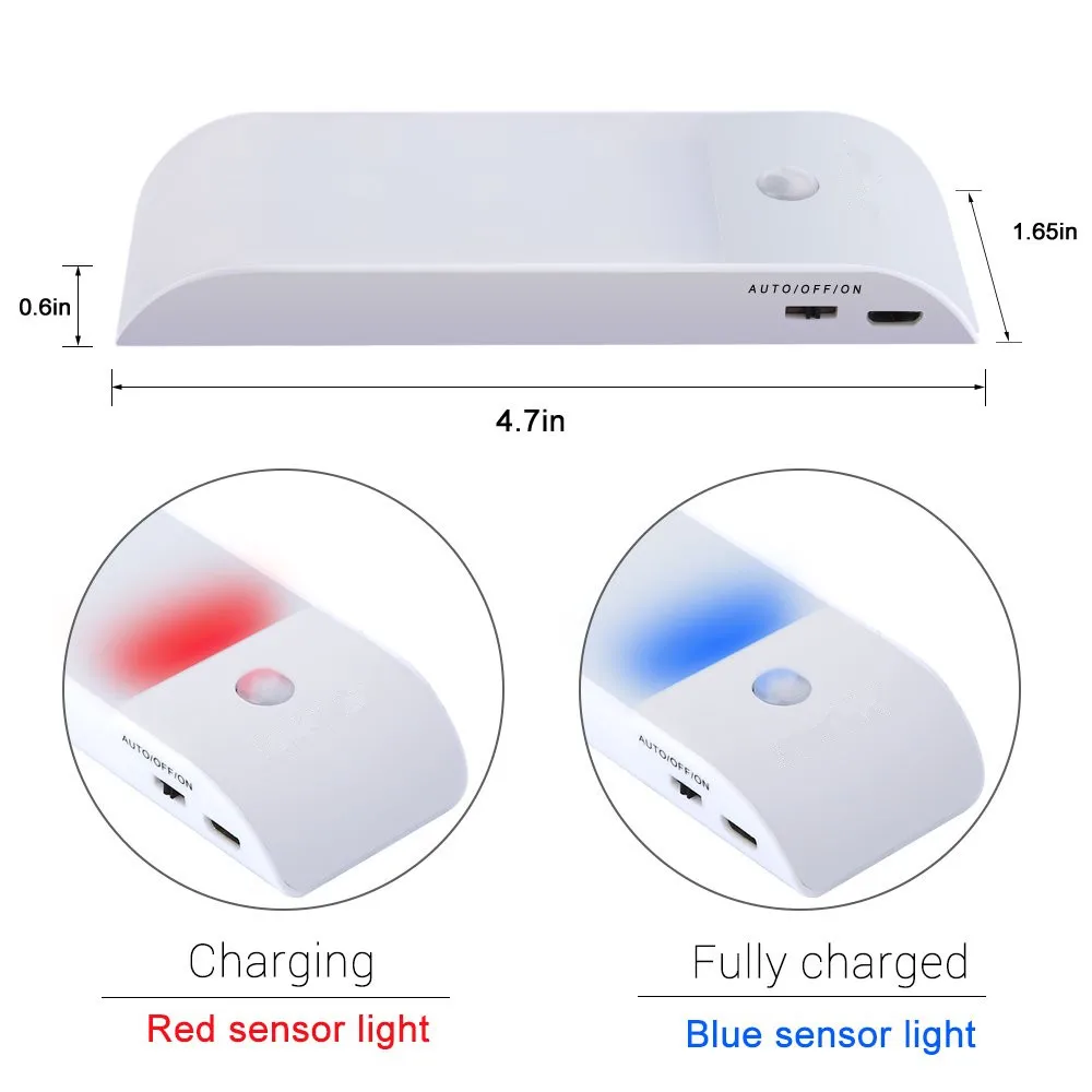 USB Перезаряжаемый PIR датчик движения Ночной светильник беспроводной 12 Светодиодный под шкаф ночной Светильник W/Магнитный Авто/ВКЛ/ВЫКЛ