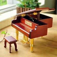 Diy unbarked wood piano music box for Christmas new year wedding and birthday gift male romantic free shipping