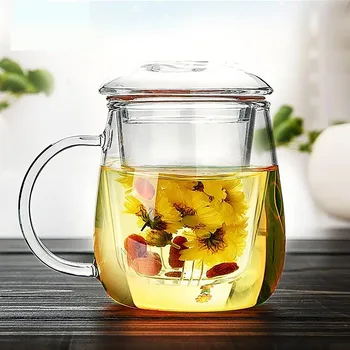 

Handmade Glass Small Teapot with Tea Filter Simple Morning Mugs with Handle Scented Cup 500ml SH123