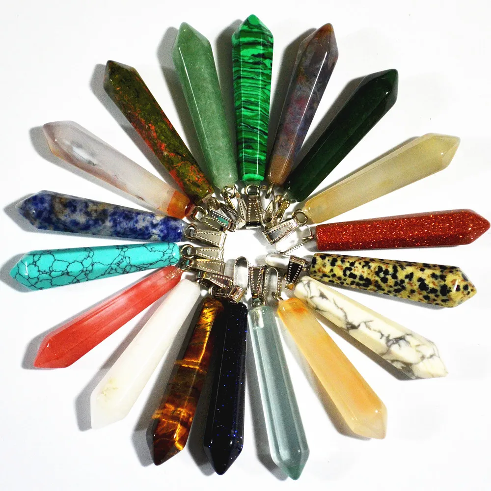 

New 2020 Hot Selling Fahsion Mix Natural Gems Stones Pendants Assorted Point Charms Teardrop For Fine jewelry making 12Pcs/lot