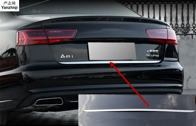 Нержавеющая отделка задней двери багажника отделка внешней формовки наклейки для AUDI A6 C7(Седаны) 2012- аксессуары для автомобиля-Стайлинг