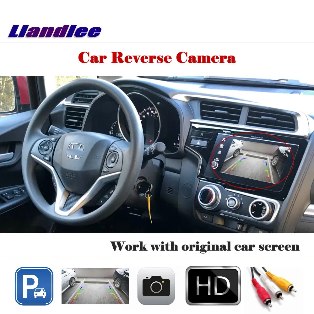 

Liandlee Auto Rearview Reverse Parking Camera For Honda FIT 2014 -2018 / Rear View Backup Camera Work with Car Factory Screen