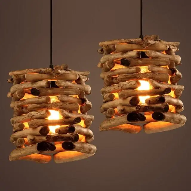 

Solid Wooden industry retro wooden lamp creative personalized Pendant Lights cafe bar restaurant with bar clothing store ZA MZ48