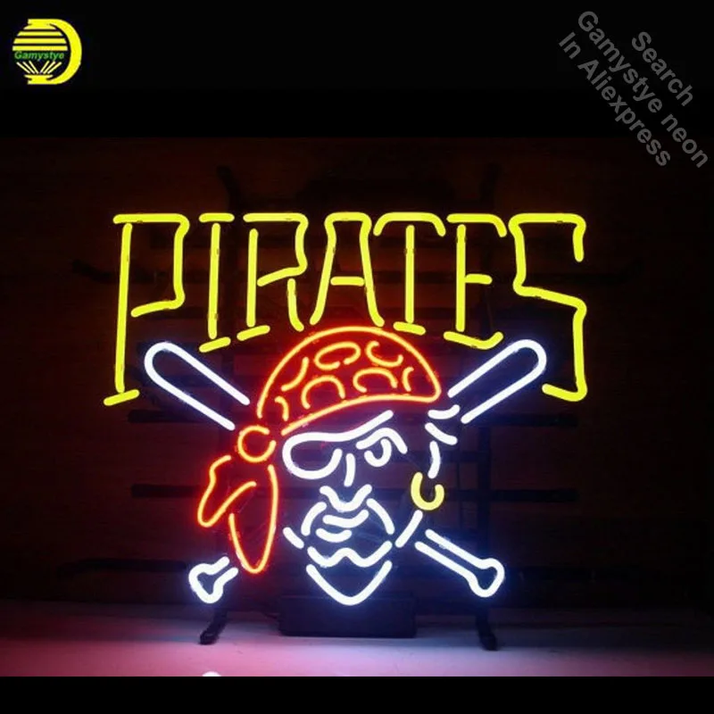 Pirate OPEN Neon Light Sign Lamp 19" Beer Bar Glass Decor Gift Real Signs 
