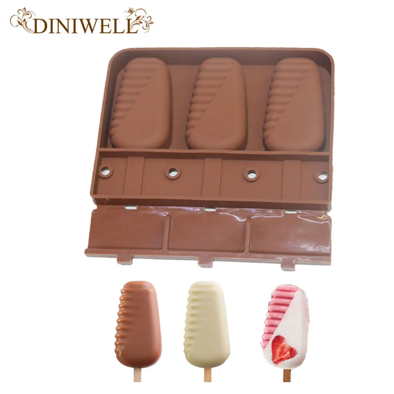 Silicone Original Ice Cream Mould With 20CS Stick Half Stripe Shape Ice