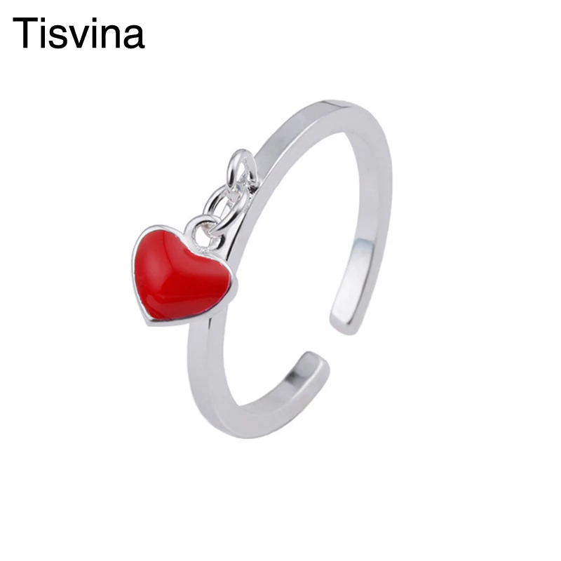Женское кольцо с красным сердцем Tisvina модное для свадебной вечеринки изменяемым