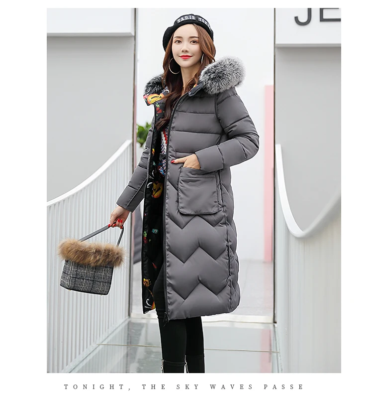 Модная зимняя куртка женская тонкая однотонная меховая с капюшоном обе стороны одежда Дамская длинная парка куртка толстое теплое пальто размера плюс
