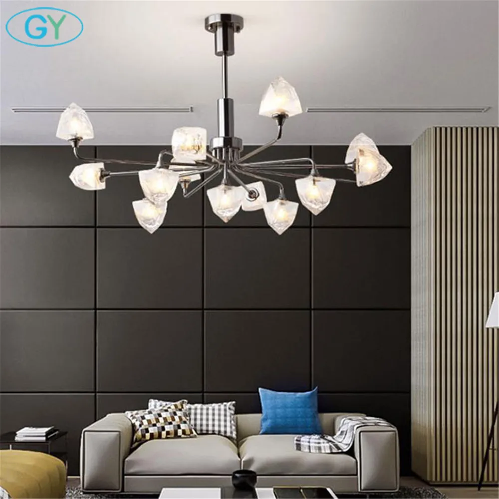 

G4 LED bulb included modern design chrome led chandeliers 5 7 9 11 13 clear shades lights Art Decor hanging lamp for living room