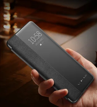 

Litchi pattern Cellphone Cases for Huawei Mate 30 Pro 5G P30 pro P30 Smart Touch View Window Real Leather flip Cover Funda