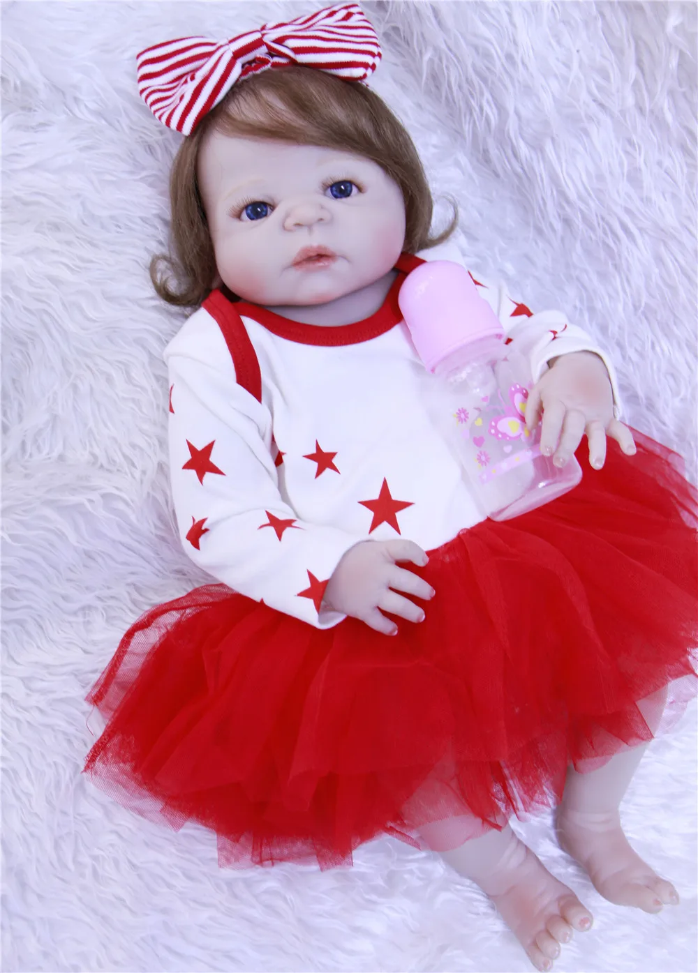 Полностью силиконовые куклы reborn GIRL 23 &quot57 см укорененные волосы bebe-reborn menina