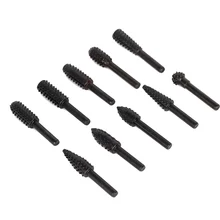 10pcs/set Hand Tool Woodworking Rotary Files Rasp Chisel Shaped Rotating Embossed Grinding Head Engraving Pattern Power Tools