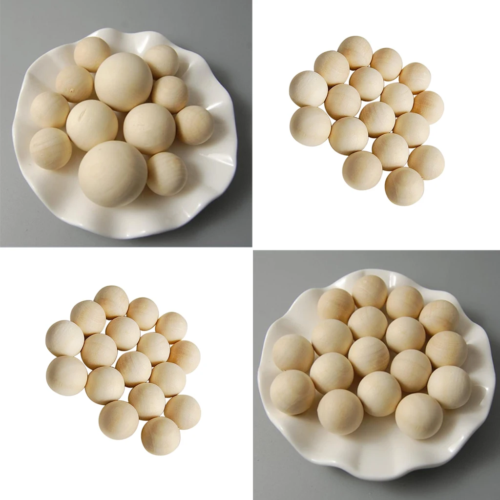 200 Pieces Round Wood Beads Loose Spacer for Jewelry Art Crafts 10mm 14mm