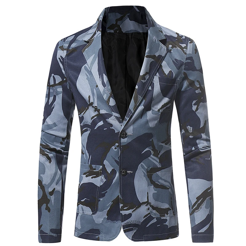Autumn New Mens Blazers Fashion Camouflage European Style Men Blazer