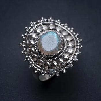 

Natural Blue Fire Labradorite Mexican 925 Sterling Silver Ring, US Size 9 S2211