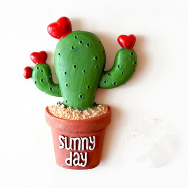 

Succulent Cactus Fridge Magnet Plant Creative Resin Refridgerator Magnets Home Decoration Sticker Kitchen (Red Fruit Cactus)