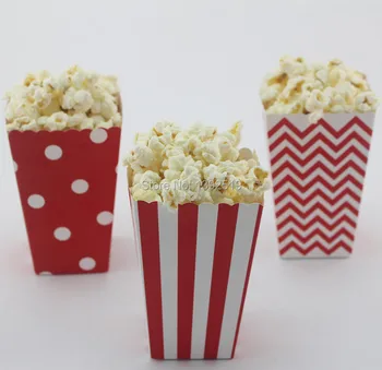 

Free Ship 36pcs Popcorn Box Red Color Lovely Mini Popcorn Box Paper Small Food Boxes Party Decorations Supply Rainbow Colors