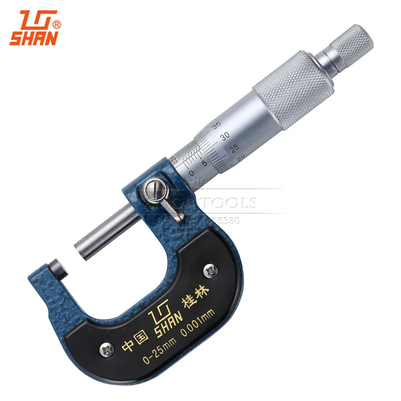 SHAN 0 25mm/0.001mm Micrometer With Microns Reading Carbide Screw