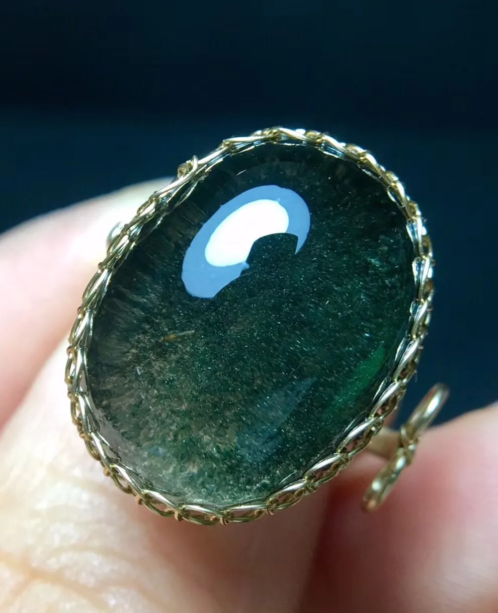 Natural Green Phantom Quartz Crystal Ring (1)